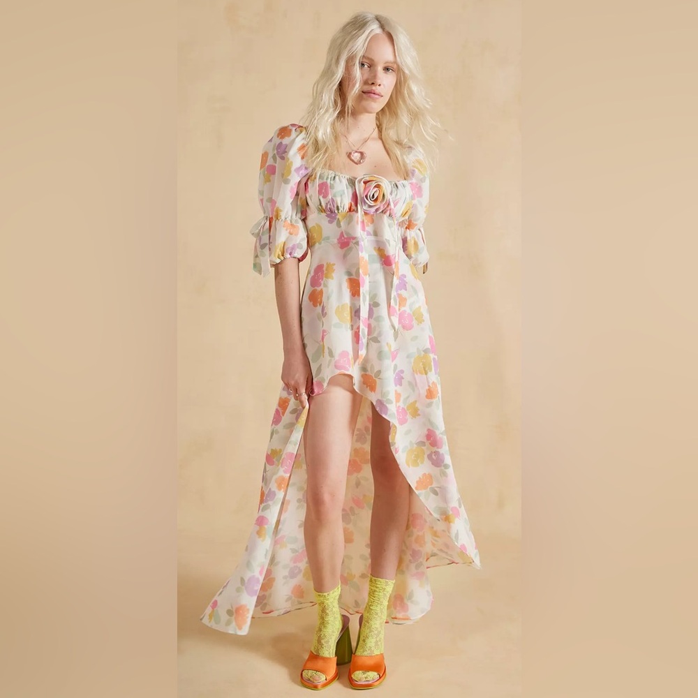 For Love & Lemons Petal Floral Midi Dress XS NWT